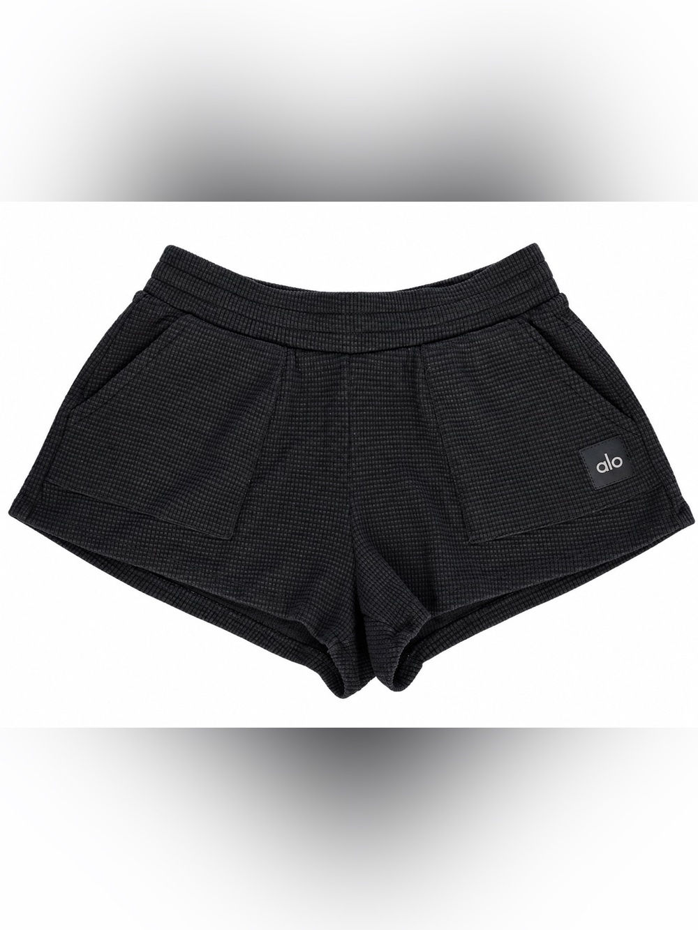 ALO Yoga Thermal Waffle High Waist Weekend Escape Shorts in Black - Size M
